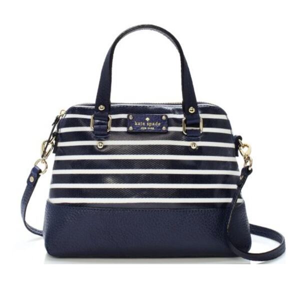 Kate Spade Grove Court The Perfect Bag In Navy & White Striped - Picture 1 of 9
